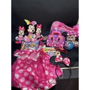 Minnie Mouse Dress Up Lot Costume Plush Toys Purse Accessories Girls 4-6X”